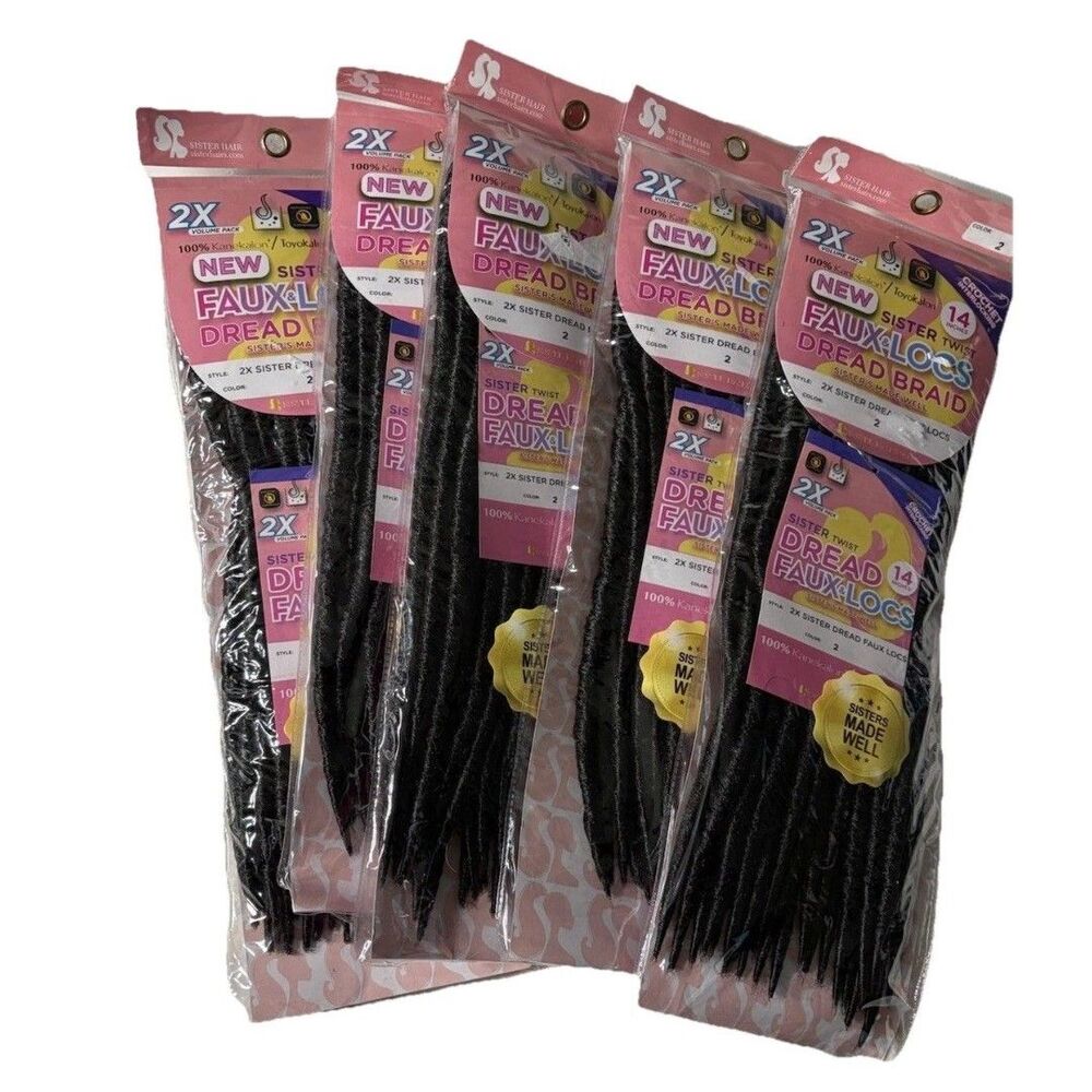 Lot 5 Sister Hair Faux Locs 14” Crochet Twist Dread Braid Color 2